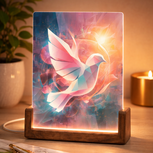 Beleuchtetes Glaubensbild – Taube